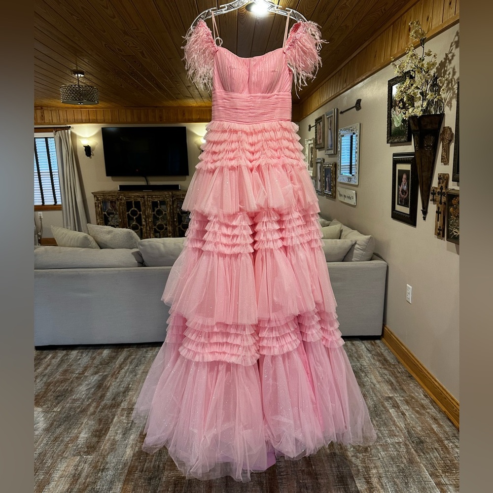 Sherri Hill Pink Layered Prom Dress